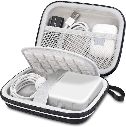 Lacdo Charger Case for MacBook, Small Charger Organizer Portable Pouch Travel Case for MacBook Charger Power Adapter, MagSafe, Magic Mouse, Laptop Accessories, Charging Cords Hard EVA Case Bag, Black in Saudi Arabia