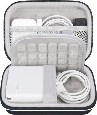 Lacdo Charger Case for MacBook, Small Charger Organizer Portable Pouch Travel Case for MacBook Charger Power Adapter, MagSafe, Magic Mouse, Laptop Accessories, Charging Cords Hard EVA Case Bag, Black in Saudi Arabia