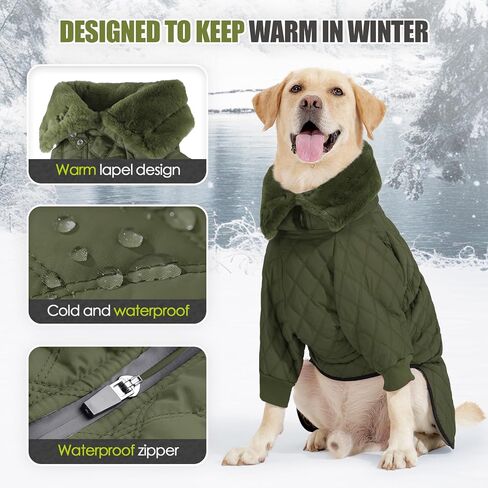 Warm Dog Coat with Double Zipper, Winter Dog Clothes for Small Medium Large Dogs, Turtleneck Dog Puffer Jacket, Two Legs Dog Cold Weather Coats, Wind & Waterproof Dog Winter Jacket in Kuwait
