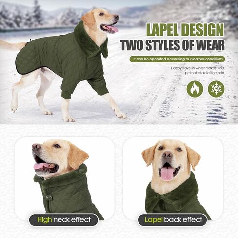 Warm Dog Coat with Double Zipper, Winter Dog Clothes for Small Medium Large Dogs, Turtleneck Dog Puffer Jacket, Two Legs Dog Cold Weather Coats, Wind & Waterproof Dog Winter Jacket in Kuwait