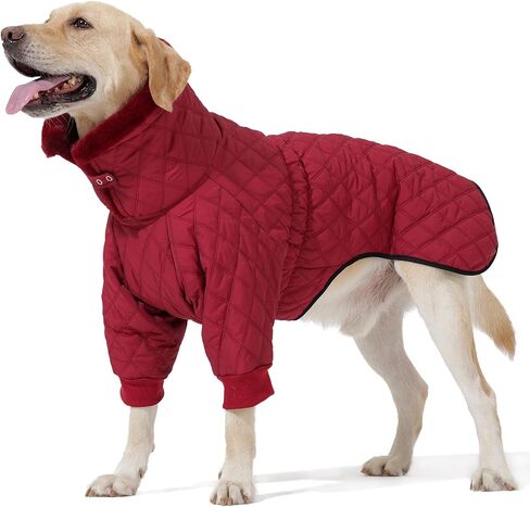 Warm Dog Coat with Double Zipper, Winter Dog Clothes for Small Medium Large Dogs, Turtleneck Dog Puffer Jacket, Two Legs Dog Cold Weather Coats, Wind & Waterproof Dog Winter Jacket in Kuwait