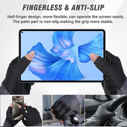 Fingerless Thin Heated Glove Liners for Man Women, Rechargeable Touchscreen Heating Gloves, Electric Heated Mittens with 2 Battery Thermal Gloves for Hunting, Camping, Gaming, Ice Fishing in Saudi Arabia