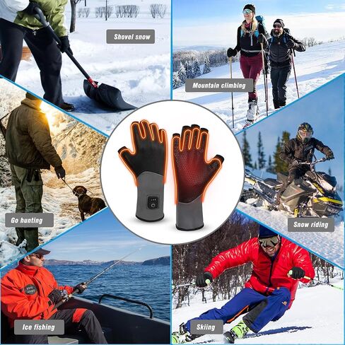 Fingerless Thin Heated Glove Liners for Man Women, Rechargeable Touchscreen Heating Gloves, Electric Heated Mittens with 2 Battery Thermal Gloves for Hunting, Camping, Gaming, Ice Fishing in Saudi Arabia