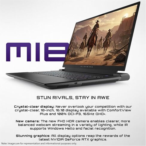 كمبيوتر محمول Alienware M18 للألعاب، Intel i7-14700HX، ذاكرة الوصول العشوائي DDR5 سعة 64 جيجابايت، محرك أقراص PCle SSD سعة 4 تيرابايت، شاشة QHD+ 18 بوصة (2560x1600)، Nvidia G-Force RTX 4070، W11 Home in Kuwait