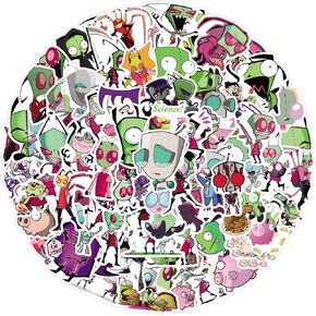 110Pcs Funny Cartoon Anime Invader Stickers ZIM Invader Stickers for Waterproof Vinyl Cute Stickers for Water Bottles, Laptop, DIY Decoration,Scrapbook, Skateboard, Phone