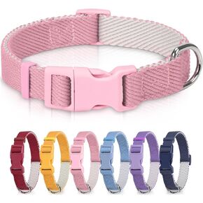Dynmeow Soft and Breathable Cotton Cute Dog Collar, Heavy-Duty Durable Adjustable Female Pet Collar with Quick-Release Buckle, Lightweight for Sensitive Skin for Medium and Large Dogs, Purple, M