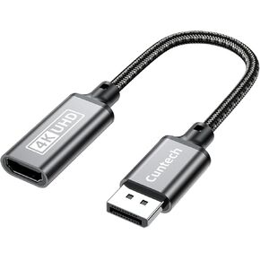 4K@60Hz DisplayPort to HDMI Adapter, DisplayPort Male to HDMI Female Adapter Compatible with HP, ThinkPad, AMD, NVIDIA, Desktop for Monitor, HDTV, Projector, Desktop, Laptop, Space Gray.
