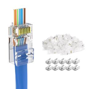 DARKROCK Cat6 Pass Through Connector 110-Pack for Ethernet Cables - Compatible with Cat6/Cat5, Strong Antioxidant Performance, 24-26AWG/Flat Network Cables, RJ45 Keystone Inline Coupler - Transparent
