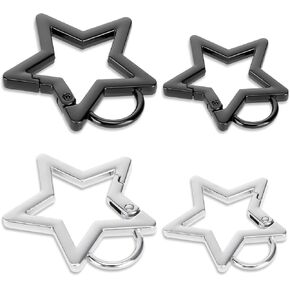 4 PCS Star Carabiner Stainless Steel Carabiner Clip, Carabiner Snap Hook Holder Star Carabiner Hook for Keys and Wallet with Key Chain Rings Accessories or Camping, Hiking, Fishing