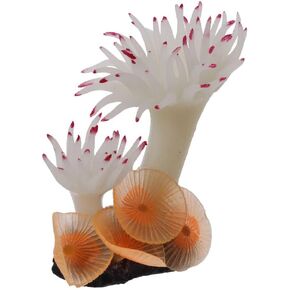 1PC Artificial Aquarium Plants, Aquatic Artificial Water Plants Decoration Silicone Aquarium Ornament Gel Moves Naturally(White)