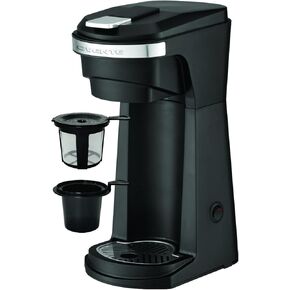 OVENTE Single Serve Coffee Maker with One-Touch Control and Reusable Filter, Instant Brewing Machine for Ground Coffee or Capsule, 14 Oz One Cup Coffee Brewer Ideal for Home or Office, Black CMK42B