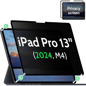 Nano Privacy Screen Protector Compatible with iPad Pro 13 2024 7th Gen (A2925, A2926) Anti-Glare Blue Light Film Anti-Spy Filter, Bubble-Free Shield Easy Install Guard Removable Cover