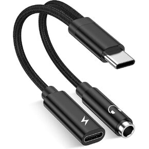 مقبس سماعة رأس 2 في 1 USB من النوع C إلى 3.5 ملم ومحول شحن لهاتف iPhone 15/15 Pro/15 Pro Max/15 Plus، ومحول صوت USB C لمكبر صوت سماعة الرأس 3.5 ملم ودونجل شاحن سريع PD لأجهزة Samsung Google iPad in Kuwait