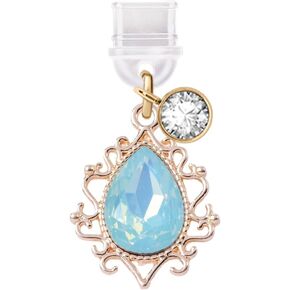 ELISE & FONDA TP322 Type-C USB Charging Port Anti Dust Plug Crystal Water Droplet Cell Phone Charm for Samsung/Huawei/OnePlus/Xiaomi/oppo Android Phones (Lake Blue)
