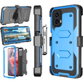 Njjex for Moto G Power 5G 2024 Case, for Motorola G Power 5G 2024 Phone Holster, [Nbeck] Shockproof Heavy Duty Built-in Screen Protector Rugged Swivel Belt Clip Kickstand Hard Shell Cover [Black]