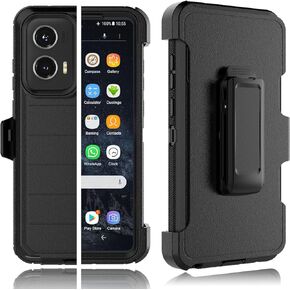 Tekcoo Case for Motorola Moto G Stylus 5G | 2024 Only | with [Built-in Screen Protector] Holster Locking Belt Clip [Military Grade 12FT Drop Tested] Full Body Carrying Kickstand Cover [Orange]