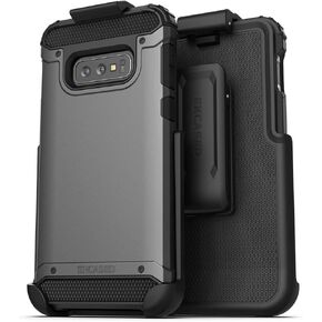 Encased Galaxy S10e Belt Clip Holster Case (Scorpio Armor) Rugged Protective Cover with Holster for Samsung S10e (Metallic Grey)