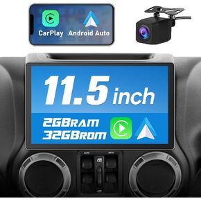 j Junsun 11.5 inch Touch Screen Car Radio Stereo for Jeep Wrangler JK with GPS Navigation CarPlay Android Auto
