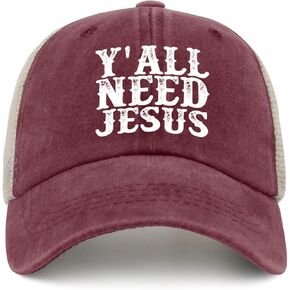 Y'all Need Jesus Hat Trucker Hat Women Vintage Mesh Cap for Fall