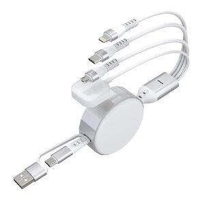 4 in 2 Multi Charging Cable Retractable for Apple Watch Charger - 100W USB A/C Retractable Multi Charger Cable with Lightning/Type C/Micro/iWatch Charger for All iPhone iPad MacBook iWatch, 4Ft