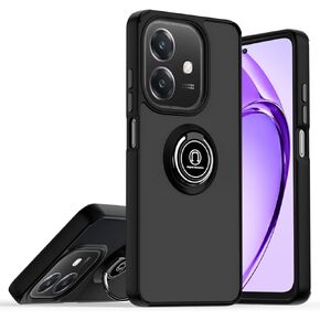 QUIETIP Case Compatible with Oppo A40 & A3 & A3x with Screen Protector,TPU + Hard PC Magnetic Ring Car Mount Stand Cover,Black
