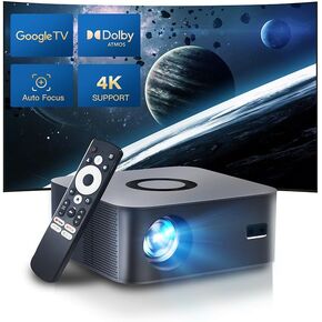 【Google TV-Licensed& Dolby Audio】4K projector with Wifi and Bluetooth,800ANSI LYNCAST Native 1080P Movie Projector Auto Focus & Obstacle Avoidance, Smart Outdoor projector for Home Theater