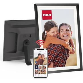 إطار صورة رقمي واي فاي مقاس 10.1 بوصة من RCA، إطارات صور إلكترونية بسعة تخزين 32 جيجابايت، إطار واي فاي بشاشة تعمل باللمس HD IPS/تدوير تلقائي/مثبت على الحائط، إعداد سهل في تطبيق Uhale لمشاركة الصور/الفيديو في أي وقت (أسود)