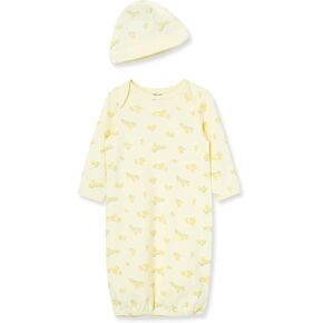Little Me Unisex Baby 2-Piece Nightgown and Cap Set, White, 0-3 Months