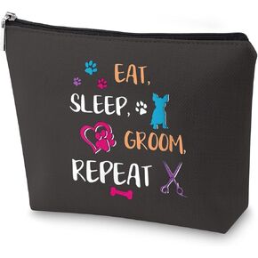 MEIKIUP Dog Groomer Gift Pet Grooming Makeup Bag Eat Sleep Groom Repeat for Dog Stylist Dog Salon Gift (Sleep Groom BAG)