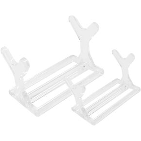2 Pcs Plastic Fishing Lure Display Stands Clear Small Collections Easel Transparent Pen Holder Stand Makeup Brushes Holder Racks