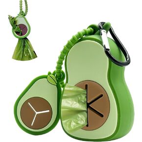 Avocado Shaped Dog Waste Bag Dispenser with Extra Strong and Leak-Proof Dog Waste Bags, Green (Avocado)