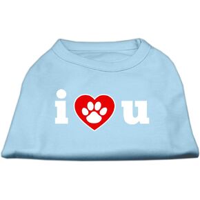 Mirage Pet Products 8-Inch I Love U Screen Print Shirt for Pets, X-Small, Baby Blue