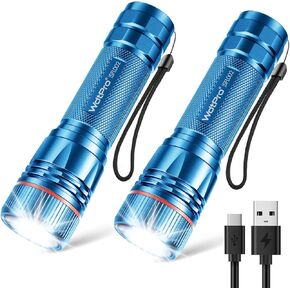 WdtPro Rechargeable Flashlights High Lumens, 1 Pack Super Bright LED Small Tactical EDC Flashlight with 10H Runtime, Portable Flash light for Camping, Home, Emergency Essentials Pink(Battery Included)