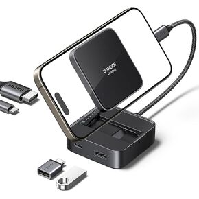 UGREEN USB C Hub, 4-in-1 Magnetic USB C to HDMI Adapter 4K@60Hz, 100W PD Charging, USB-A and USB-C Data Ports, Foldable Portable USB C Adapter for iPhone 15/16 Series, Galaxy S24 and More