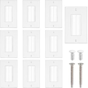 10-Pack Brush Wall Plate, UL Listed Cable Pass Through Insert for Wires, Single Gang Cable Access Strap, Wall Socket for HDTV, HDMI, Home Theater Systems