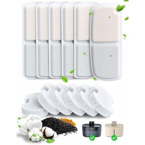 6 Pack Filter for Cat Water Fountain & 6 Pack Sponges Filter Replacement, Cat Drinking Fountain Filter for 135 fl oz/4L Cat Water Fountain FN-W07