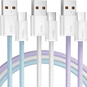 Senetem USB C Cable 10FT 3-Pack, USB A to USB Type C Charger Cord, 3A Fast Charging Compatible with iPhone 16/15 Series, Samsung S24/S23 S22/Note 20/10, Pixel, Moto, Car Play, LG