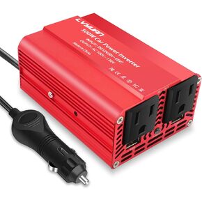 LVYUAN 500W Power Inverter for Vehicles DC 12V to 110V AC Car Plug Adapter Outlet Converter with Fast Charging Ports & 2 AC Outlets Car Charger Adapter for All Smartphones Laptop(Black)
