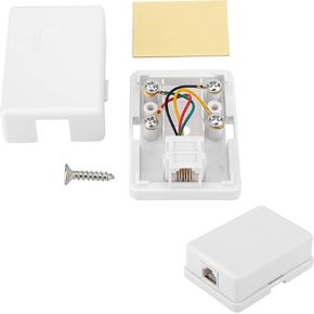 Phone Jack Surface Mount Single Port Telephone Jack Box 4 Screw Terminals to 1 RJ11 6P4C Female 2pack white