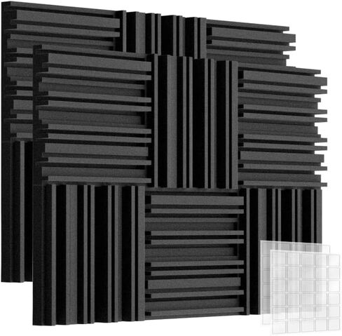 Thick Acoustic Foam Panels, 12 X 12 X 2 Inches 36pcs Broadband Sound Absorbing Foam, Dense Soundproof Padding Tile, Recording Studio Foam Absorber, Groove Decorative 3D Wall Ceiling Panel in Saudi Arabia