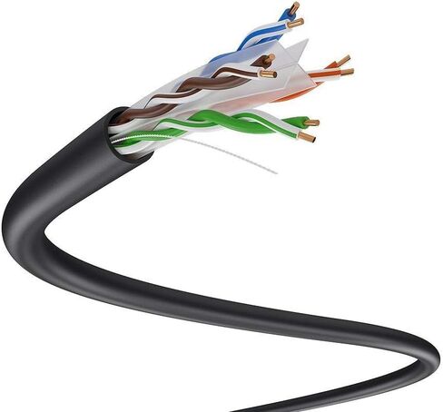 DRIPSTONE 1000ft CAT6 Outdoor Direct Burial Solid CCA Cable 23AWG Waterproof Wire HDPE Insulated Polyethylene for Indoor/Outdoor Installations, Easy Pull Box (White) in Saudi Arabia