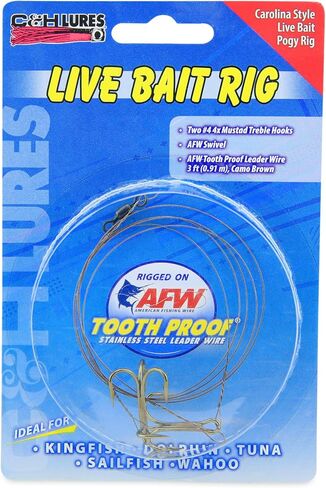 C&H, Live Bait Rig, Treble Hooks, Swivel, Camo Brown Wire, 3 ft / 0.91 m in Kuwait