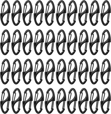 Framendino, 40 Pack Black Dual Wire Gate Snap Hooks 1.6" S Shaped Double Sided Snap Hook Paracord Clasps Interlocking Keychain Hook for Key Chain Clasp Accessories in Saudi Arabia