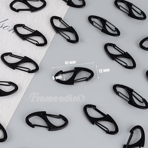 Framendino, 40 Pack Black Dual Wire Gate Snap Hooks 1.6" S Shaped Double Sided Snap Hook Paracord Clasps Interlocking Keychain Hook for Key Chain Clasp Accessories in Saudi Arabia