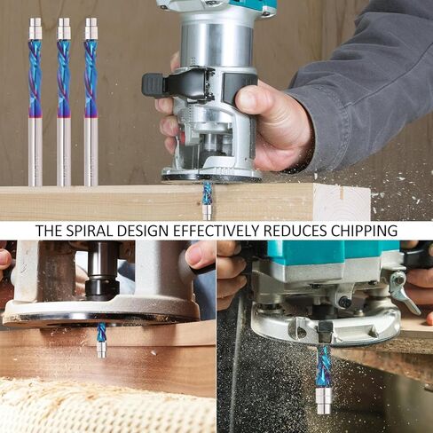 لقمة توجيه لولبية مضغوطة بقص 1/2 بوصة، لقمة توجيه حلزونية للأعلى مع محمل سفلي، طول القطع 1-5/8 بوصة، لقمة تشذيب مغلفة بقطع فلوش، لقمة نمط للأعمال الخشبية in Kuwait