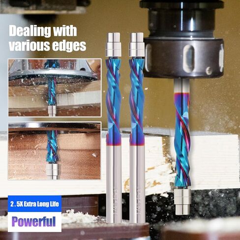 لقمة توجيه لولبية مضغوطة بقص 1/2 بوصة، لقمة توجيه حلزونية للأعلى مع محمل سفلي، طول القطع 1-5/8 بوصة، لقمة تشذيب مغلفة بقطع فلوش، لقمة نمط للأعمال الخشبية in Kuwait