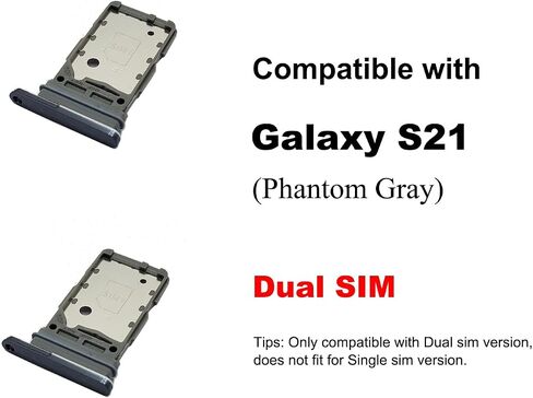for Galaxy S21 Dual SIM Card Tray Replacement, Single SIM Card Slot Holder Compatible with Galaxy S21 (Phantom Grey) in Saudi Arabia