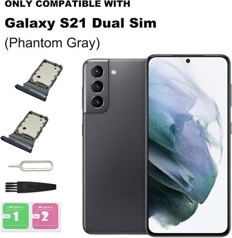 for Galaxy S21 Dual SIM Card Tray Replacement, Single SIM Card Slot Holder Compatible with Galaxy S21 (Phantom Grey) in Saudi Arabia
