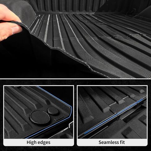 بطانة سرير شاحنة oEdRo تناسب 2019-2024 شيفروليه سيلفرادو/جي إم سي سييرا 1500 5.8 قدم، بطانة سرير TPE شديدة التحمل لجميع الأحوال الجوية لملحقات تشيفي سيلفرادو 2024، أسود in Kuwait