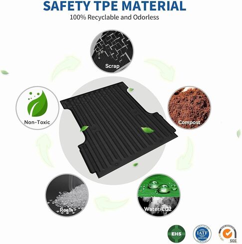 بطانة سرير شاحنة oEdRo تناسب 2019-2024 شيفروليه سيلفرادو/جي إم سي سييرا 1500 5.8 قدم، بطانة سرير TPE شديدة التحمل لجميع الأحوال الجوية لملحقات تشيفي سيلفرادو 2024، أسود in Kuwait